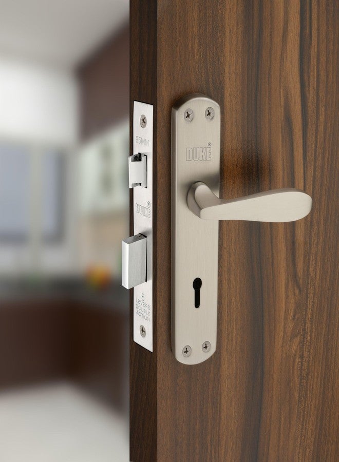 دوق طقم قفل نقر ديوك من الفولاذ المقاوم للصدأ غير اللامع | مقاوم للصدأ والتآكل، مزود بمقبضين بطول 175 مم، وقفل نقر نحاسي، و3 مفاتيح مطلية بالكروم، ومسامير ومحور للأبواب الرئيسية والغرف - Image 1